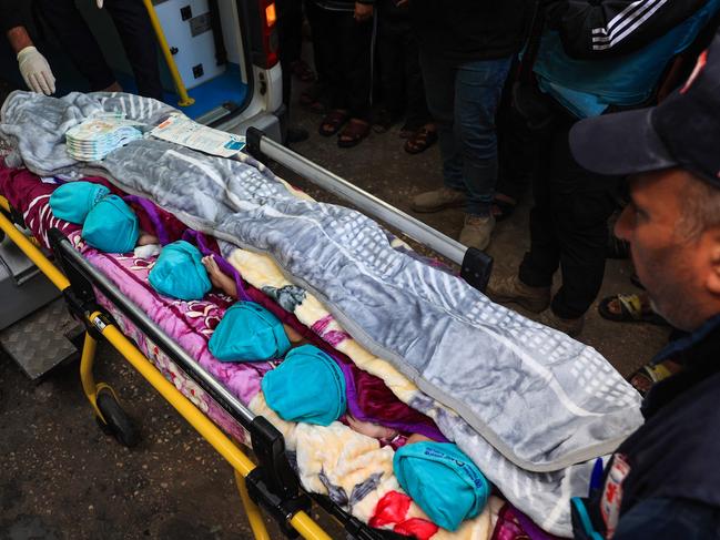 Palestinian medics prepare premature babies, evacuated from Gaza City's Al Shifa hospital, for transfer from a hospital in Rafah in the southern Gaza Strip to Egypt. Picture: AFP