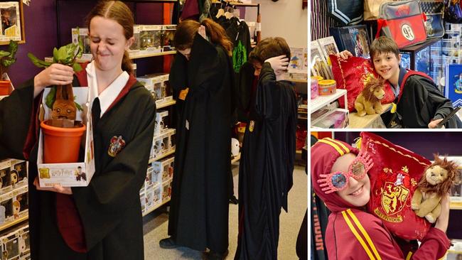 Inside the emporium is an eclectic mix of magical surprises which will enchant every one who loves the Harry Potter series. Gabrielle and Karina Worship with Hamish Grant check out the fun store. PHOTOS: Shae Worship