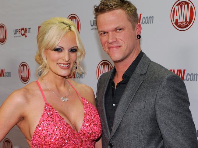 Stormy Daniels (L) and her husband, adult film actor Brendon Miller. Picture: AFP