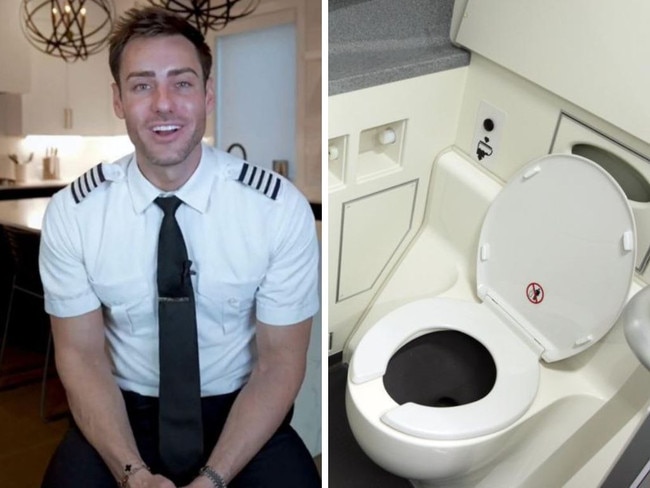 Pilot reveals what happens after you flush on a plane. Picture: TikTok/@flywithgarrett