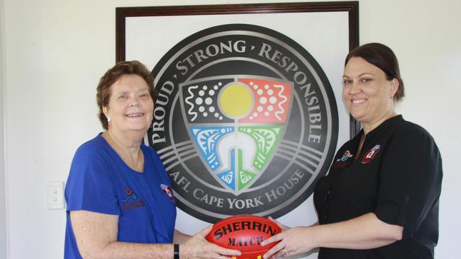 After 34 years of working in administration positions with AFL Cairns and AFL Cape York, the highly respected Del Lythall (on left) is retiring and handballing her role to Mandy Carney, (right) the Business Operations Manager at QFL Cape York. Picture: Alison Paterson