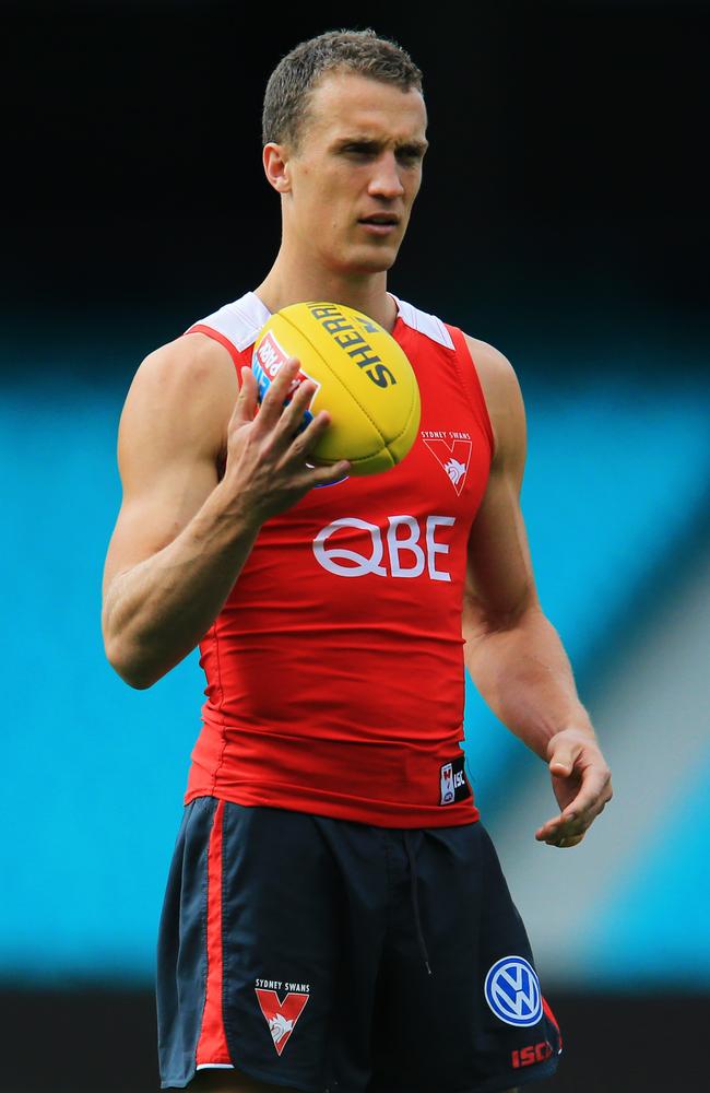 Retiring Swans defender Ted Richards is an outside chance of playing in the Grand Final. Picture: Mark Evans