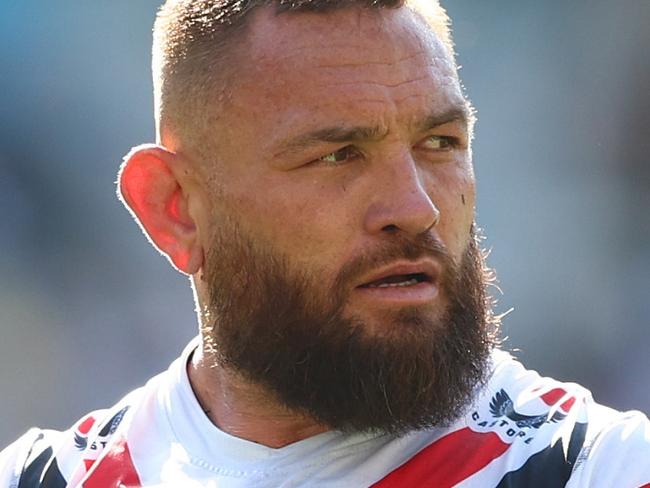 GOLD COAST, AUSTRALIA - AUGUST 25: Jared Waerea-Hargreaves of the Roosters looks on during the round 25 NRL match between Gold Coast Titans and Sydney Roosters at Cbus Super Stadium, on August 25, 2024, in Gold Coast, Australia. (Photo by Chris Hyde/Getty Images)