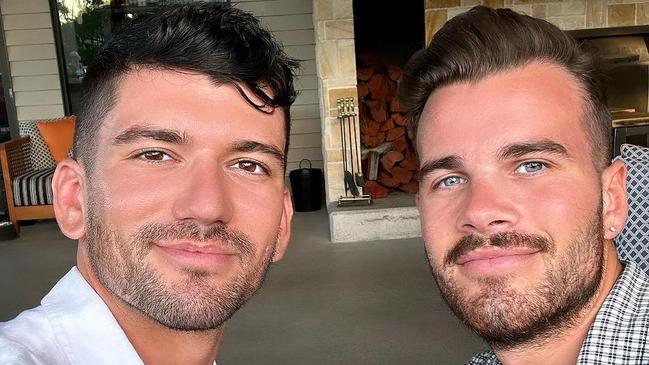 Luke Davies (left) and Jesse Baird (right) and Brokenwood Winery in the Hunter Valley, posted February 7, 2024. Picture: Instagram