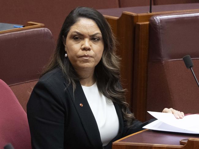 CANBERRA, AUSTRALIA, NewsWire Photos. JUNE 19, 2023: Senator Jacinta Nampijinpa Price during the Constitution Alteration (Aboriginal and Torres Strait Islander Voice) 2023 vote in the Senate at Parliament House in Canberra. Picture: NCA NewsWire / Martin Ollman