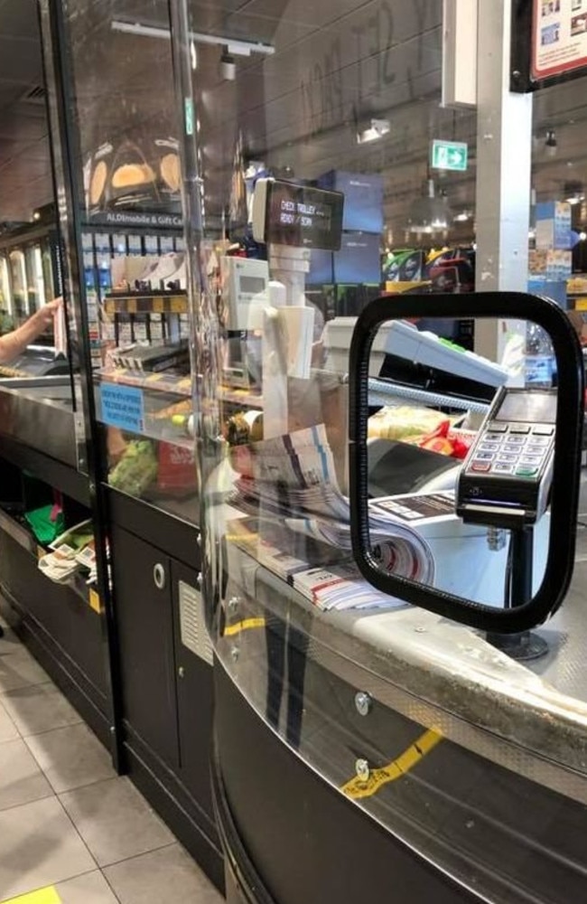 Aldi installed the screens in 2020 as part of its Covid protocol. Picture: Facebook