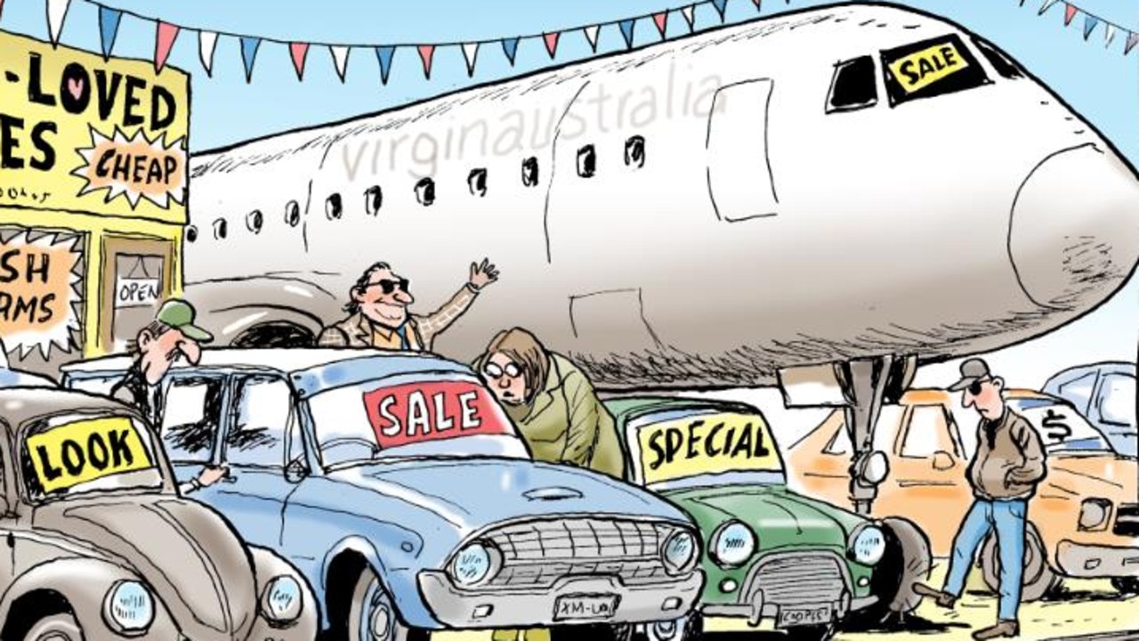 Part of Mark Knight’s cartoon on the future of Virgin Airlines.