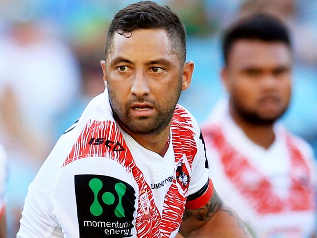 Benji Marshall of the Dragons during the South Sydney Rabbitohs v St George Illawarra Dragons Charity Shield game at ANZ Stadium. pic Mark Evans