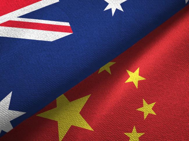 China and Australia flag together realtions textile cloth fabric texture