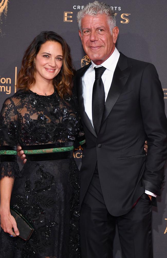 Asia Argento and Anthony Bourdain. Picture: AFP Photo/Getty Images North America/Neilson Barnard