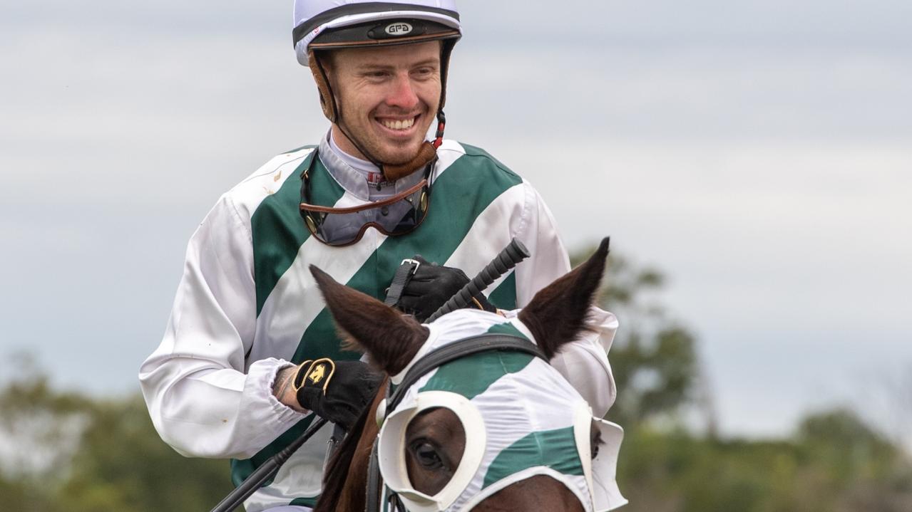 Gatton Cup winning jockey Les “Bubba” Tilley, rides Hellava Babe back to the mounting yard. PHOTO: Ali Kuchel.