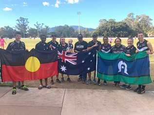 Ryan Jackson, Jackmann Yasso, Travis Young, Jody Tucker and Ollie Mill, Ray Wallis, Clinton Evans, Sherry Smith, Sarah Dempsey, Marie Taylor, Taylah Pringle at the Brothers vs Panthers game on Saturday. Picture: Jann Houley