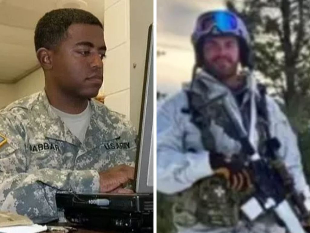 Shamsud-Din Bahar Jabbar (left) and Matthew Livelsberger (right) served at the same US arm base.