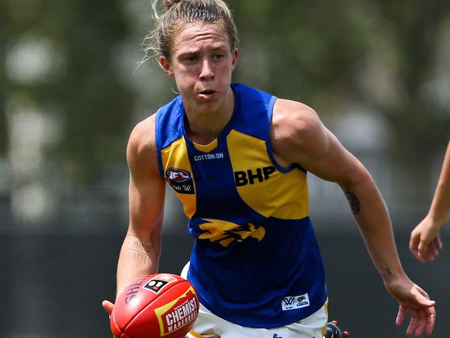 West Coast’s Emma Swanson. Picture: MARTIN KEEP/AFL PHOTOS VIA GETTY IMAGES