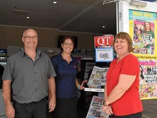 Owner Bruce Nowland, staff member Darlene Wojcicki and Robyn Nowland at their new location at Coles Express Yamanto. Picture: Darren Hallesy