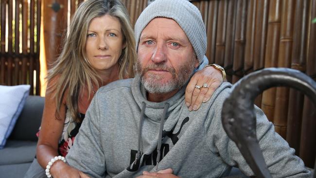 Former Essendon and Geelong ruckman John Barnes, with wife Rowena, is an AFL concussion victim. Picture: Michael Klein