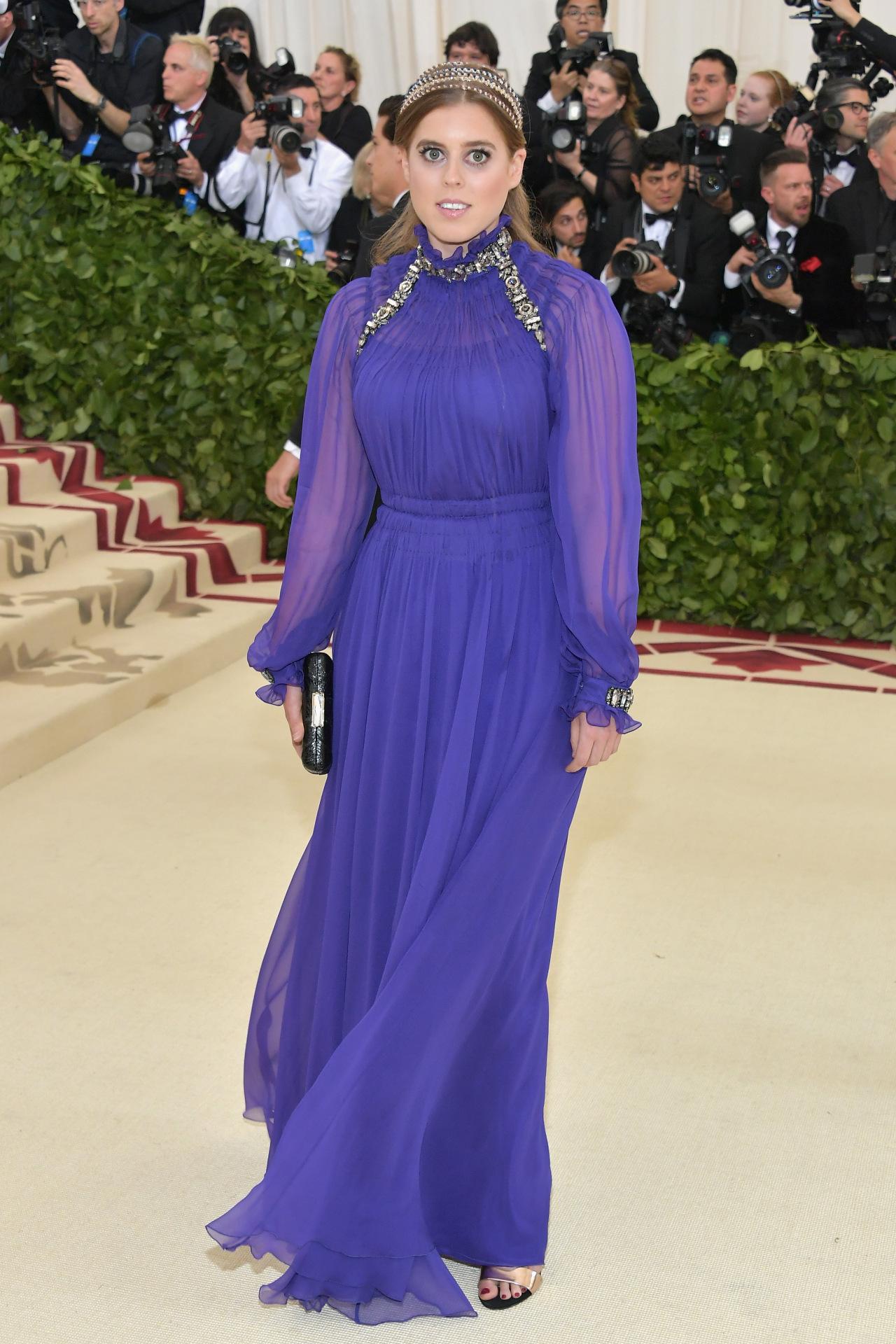 Princess Beatrice Met Gala 2018 the royal wears a tiara on the