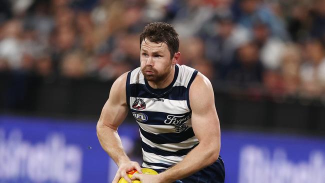 MELBOURNE. 19/04/2023. AFL. Round 6. Geelong vs Sydney Swans at GMHBA Stadium. Patrick Dangerfield of the Cats . Pic: Michael Klein