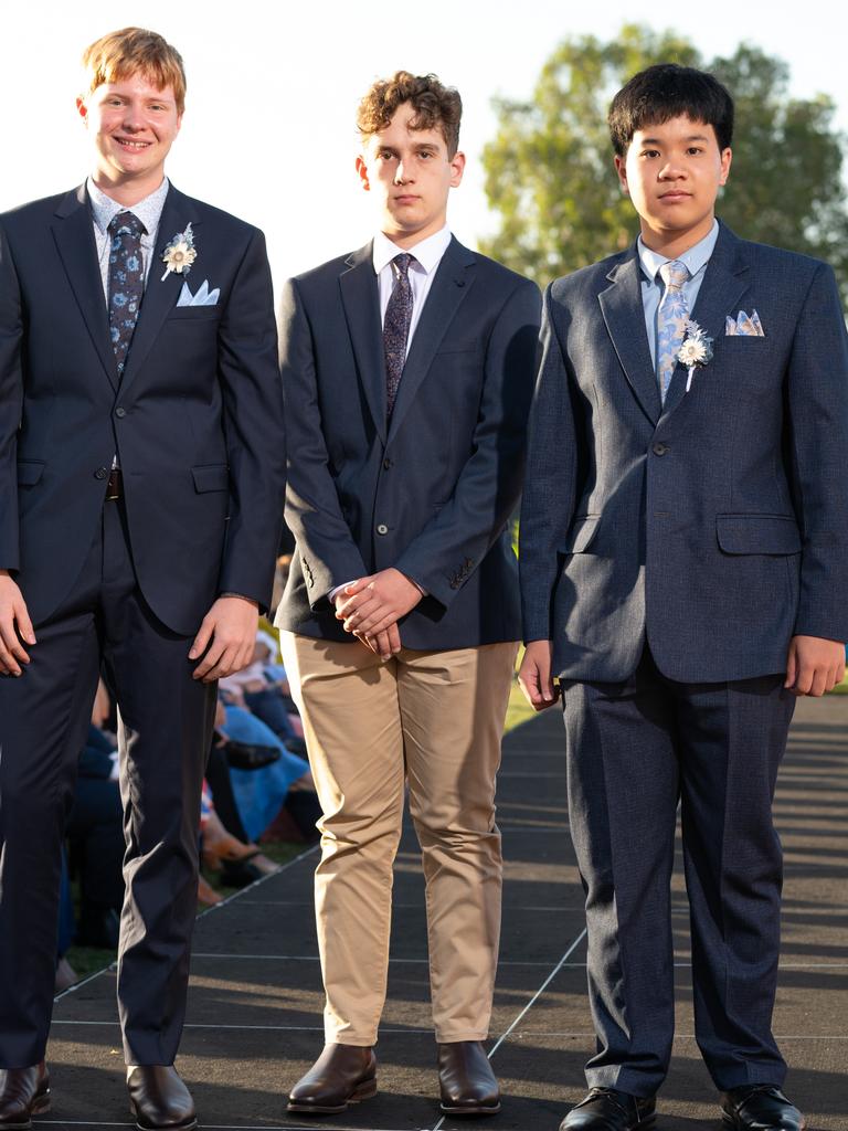 Ty Zinn, Alastair McKenzie and Brendan Wu at the 2024 Rockhampton Grammar School formal.