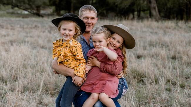 Farmer Lockie Clarke, pictured with his nieces Lottie, Sapphire and Willow, died in a car crash.