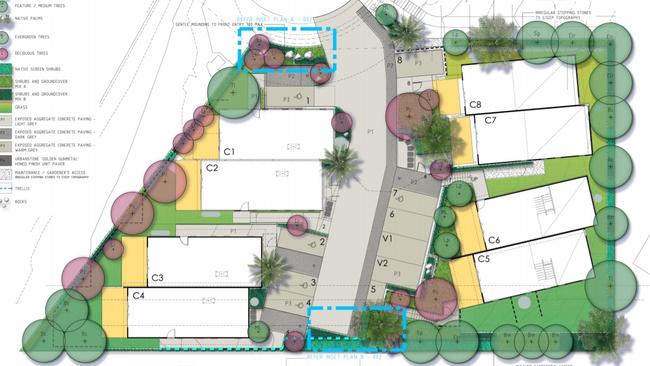  Landscape plan for 13-14 Caldwell Close.