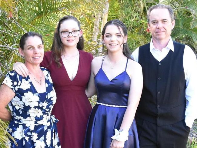 Yatala mum Julia May, 47, was killed in a two-vehicle crash at Cedar Creek overnight, while her husband Jason, 46, and their daughters Taylah, 15, and Caitlyn, 17, were injured. Pic Facebook.