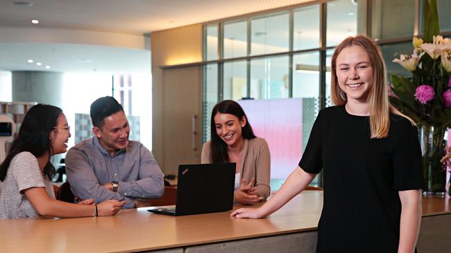 Tilly Cooper doesn’t have a degree, but that hasn’t stopped her from landing a white collar jobs at professional services firm PwC. Picture: Adam Yip. Picture: Adam Yip