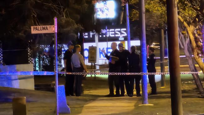 A crime scene outside Kirwan Police Station following a shooting on July 6. Picture: Natasha Emeck