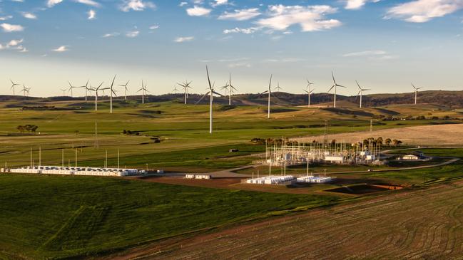 The Hornsdale Power Reserve big battery at Jamestown, in South Australia, features batteries supplied by Tesla. Picture: Neoen