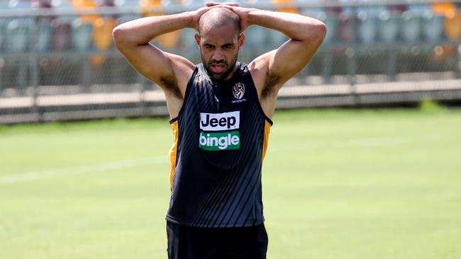 Chris Yarran at Richmond pre-season training in 2015. Picture: STEWART McLEAN