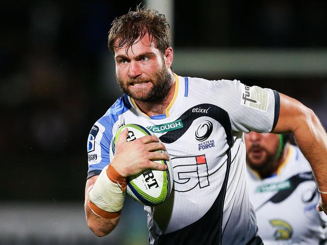 PALMERSTON NORTH, NEW ZEALAND - MARCH 18:  Ben McCalman of the Force makes a break during the round four Super Rugby match between the Hurricanes and the Force on March 18, 2016 in Palmerston North, New Zealand.  (Photo by Hagen Hopkins/Getty Images)