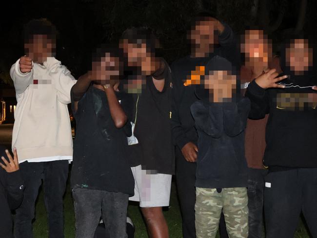 Members of one of Port Augusta’s self-proclaimed youth gangs, including children as young as 10, roam the streets until midnight. Picture: Riley Walter