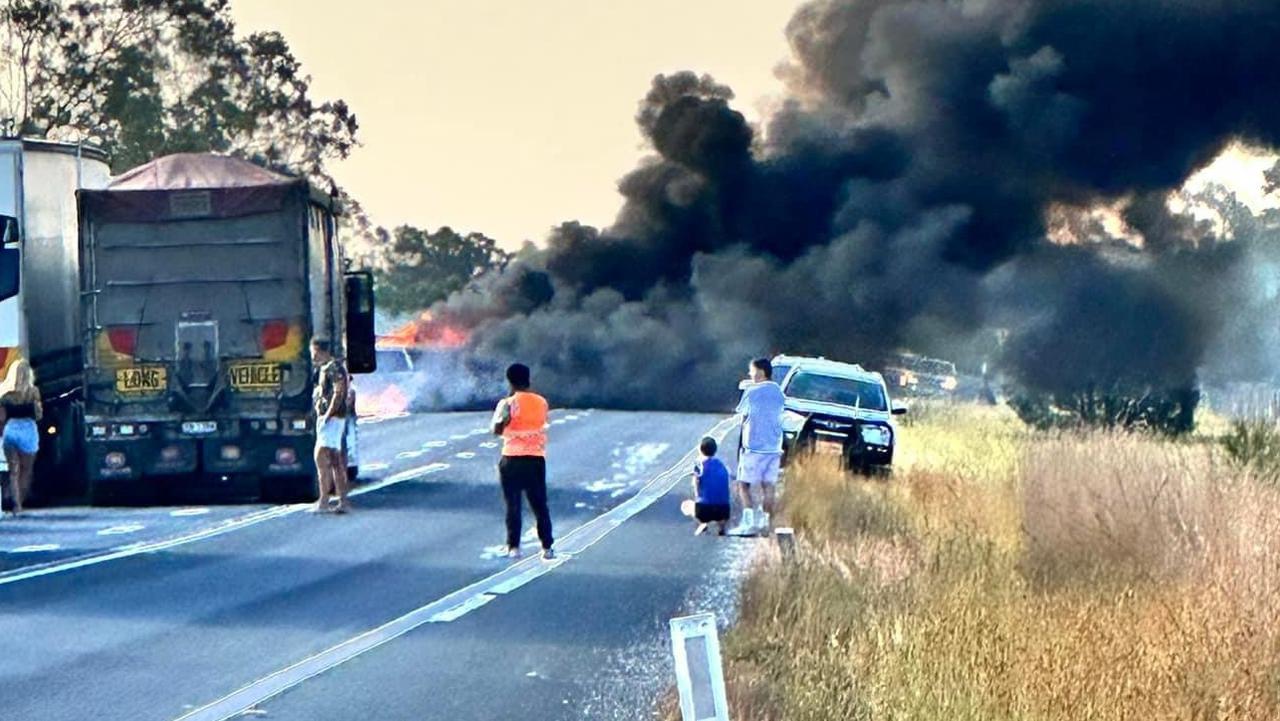 Car on fire on Bruce Hwy north of Rockhampton | The Courier Mail