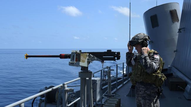 Operation Kakadu onboard the HMAS Perth. Picture: (A)manda Parkinson