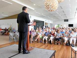 Ted O'Brien makes public a submission to the Aged Care Royal Commission during an address at his Fairfax Seniors' Forum. Picture: Contributed