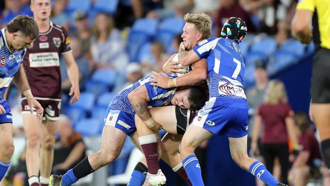 Action from the Rugby League Gold Coast Grand Final Day at Cbus Super Stadium. Reserve Grade – A Grade – Burleigh Bears v Tugun Seahawks. Picture by Richard Gosling