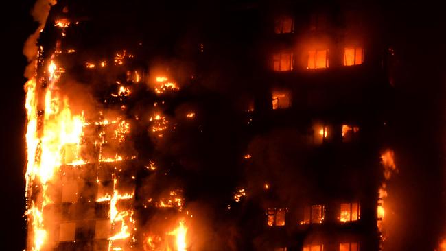 The fatal fire at Grenfell Tower, a 27-storey block of flats in west London.