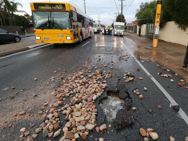 What’s left of the road after the water main was turned off. Pic: Tait Schmaal