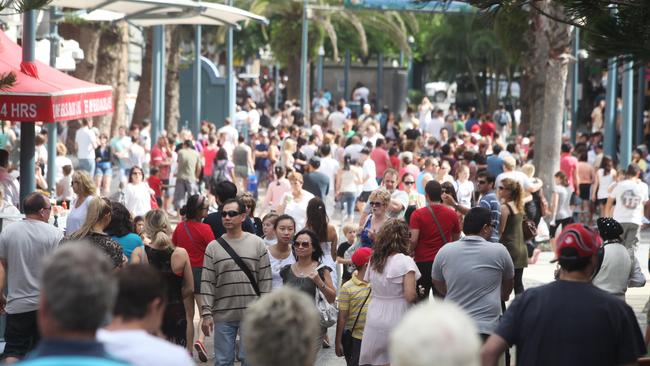 Holiday crowds on Cavill Ave.