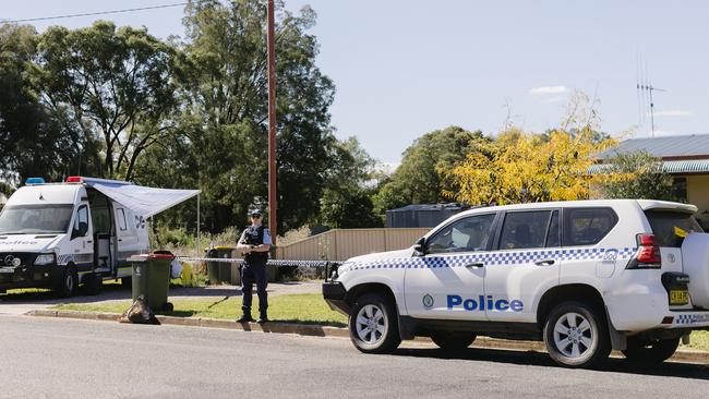 The crime scene in Forbes, in central NSW, where Molly Ticehurst was allegedly murdered on Monday. Picture: Hannah Hodgkinson