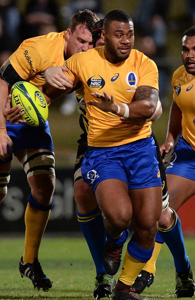 Samu Kerevi on the charge for Brisbane City against Sydney Stars at Ballymore.