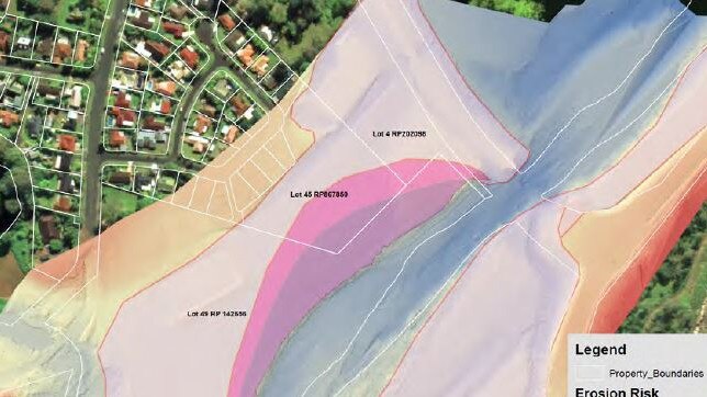 Council mapping showing the future erosion and parkland loss near the John Muntz Bridge.