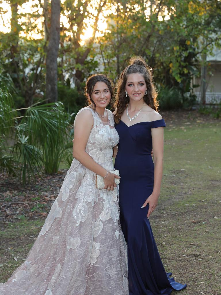 Tamborine Mountain College formal at Intercontinental Resort, Sanctuary Cove. Yasmina Dumbar and Fuschia Criss. Picture Glenn Hampson