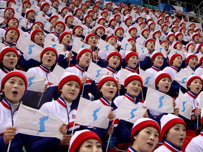 North Korean cheerleaders have sparked huge media interest during the Winter Olympics with onlookers fascinated by their lives. Picture: Bruce Bennett/Getty Images