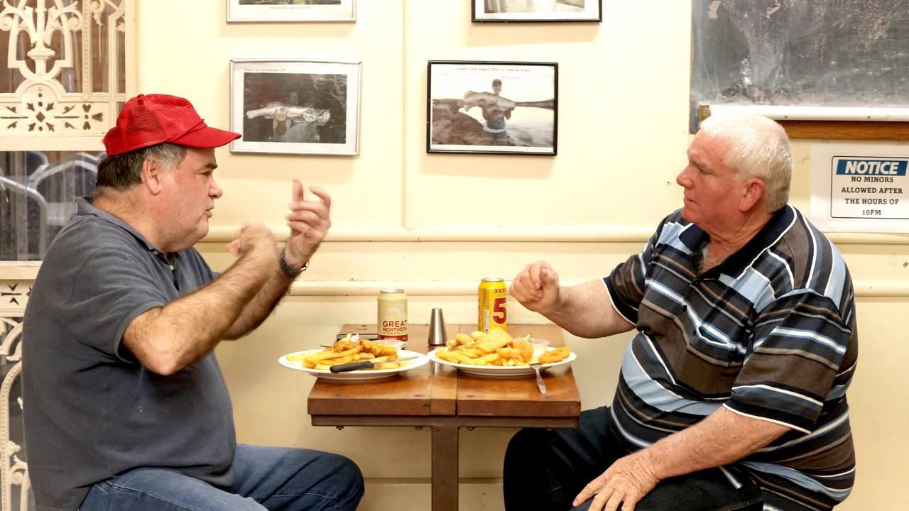 The Courier-Mail’s Michael Madigan sits down with Croydon Shire Mayor Trevor Pickering at the Club Hotel Croydon. Picture: Steve Pohlner