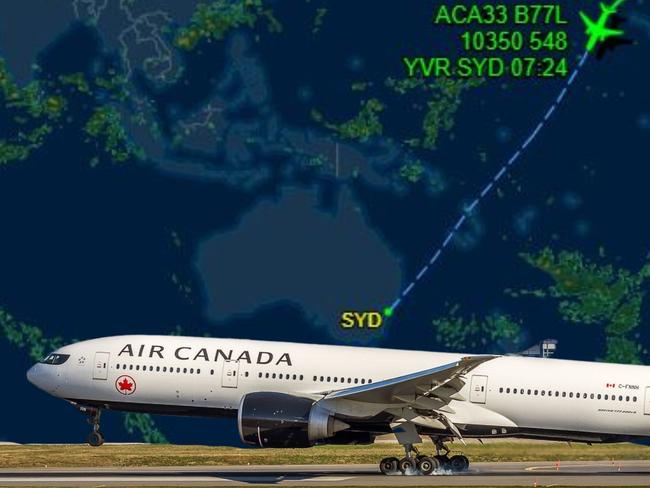 Composite image of air canada flight