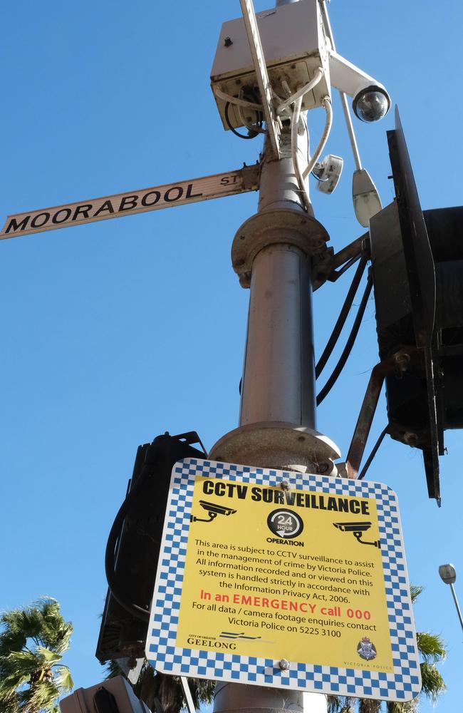 CCTV cameras in Geelong’s CBD. Picture: Mark Wilson