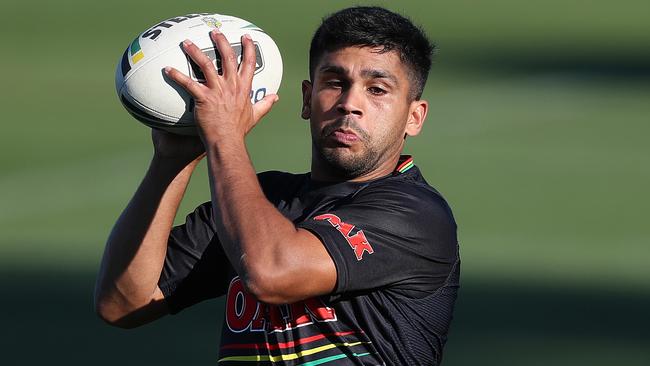 Penrith's Tyrone Peachey during Penrith Panthers rugby league training at Penrith, Sydney. Picture: Brett Costello