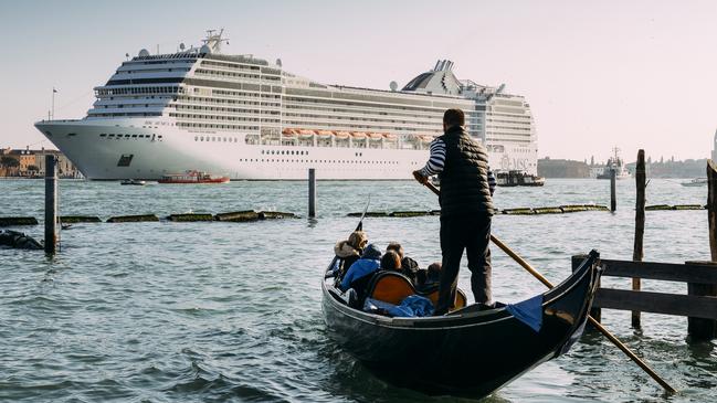 A huge cruise ship in Giudecca Canal.