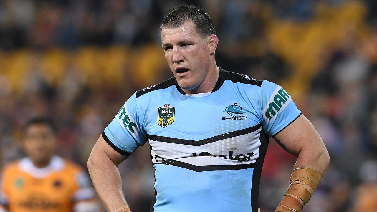 Paul Gallen of the Sharks during the Round 20 NRL match between the Broncos and Sharks at Suncorp Stadium. (AAP Image/Dave Hunt).